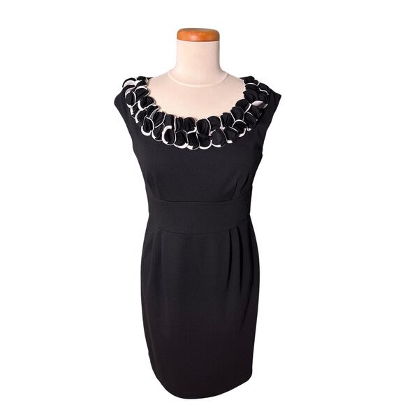 Maggy L Women's Dress Size 10 Black Sleeveless Empire Embellished Collar Midi - Picture 1 of 9